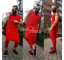 Мужская туника красная. Удлиненная.